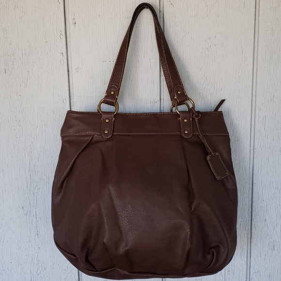 Brown Shoulder Bag Big Spacious Stripes Purse With Zipper Shoulder Purse - Picture 1 of 15